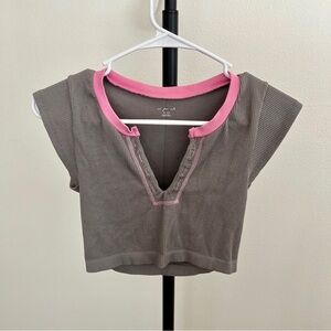 3x$15 Urban Outfitters Out From Under Go For Gold Gray Pink Seamless Crop Top